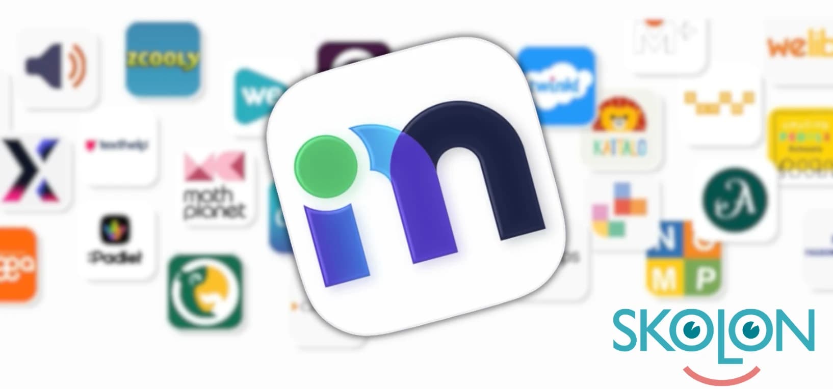 Mathion in der Skolon-Bibliothek: das Mathion-App-Icon zwischen den anderen Lern-Apps, daneben das Skolon-Logo