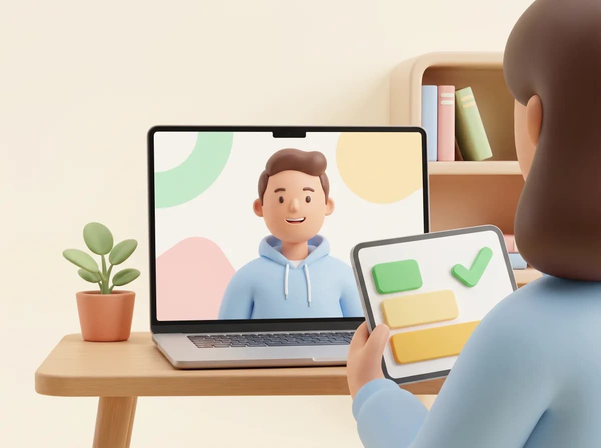 Tutorin erklärt Mathe im Video-Call