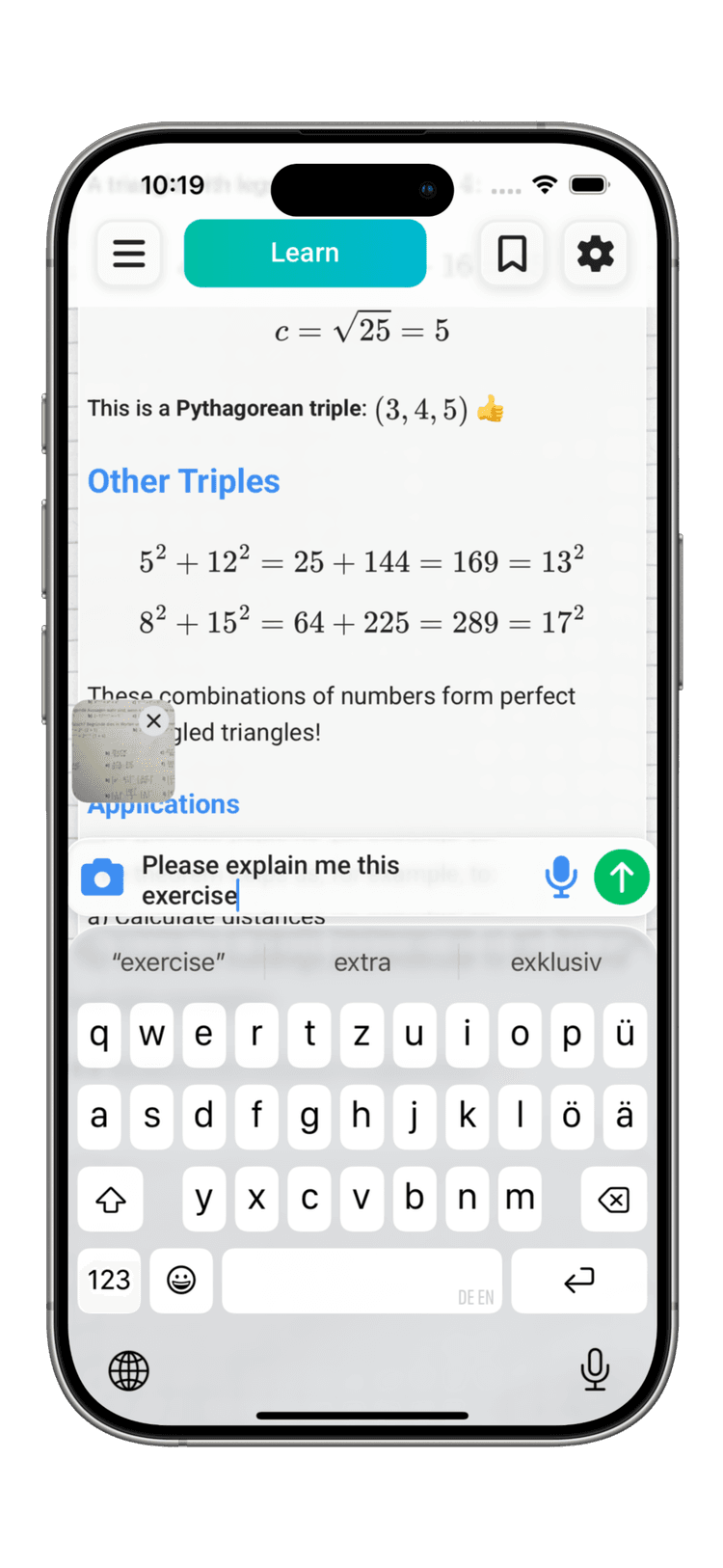 Learn mode screenshot